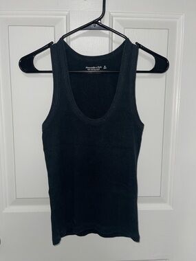 Abercrombie & Fitch Black Ribbed Scoop Tank